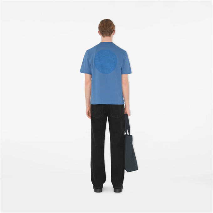burberry front embroidered back printed ekd cotton t-shirt